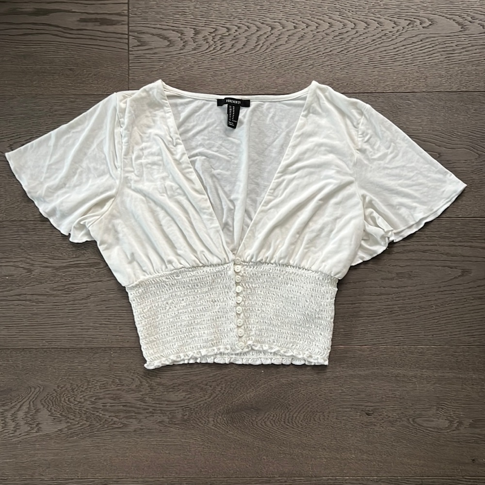 Forever 21 V-Neck Cinched Crop Top